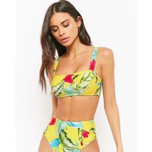Forever 21 Yellow Tropical Print Bikini Top XS